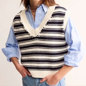 Boden Textured Striped Cotton Sweater Vest - Size Large